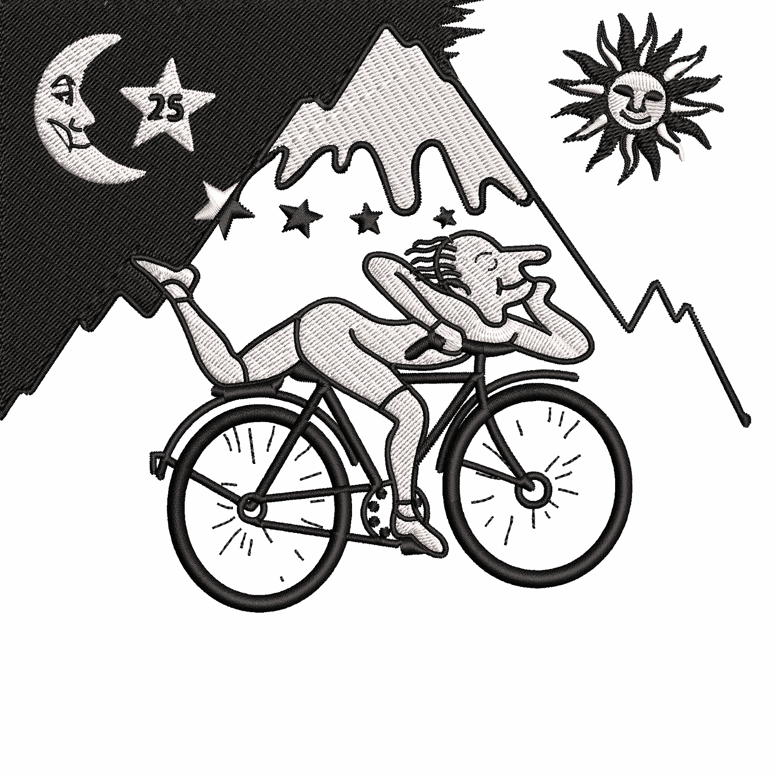 Albert Hofmann Bicycle Day 1943 - Black and white : Embroidery Design - FineryEmbroidery