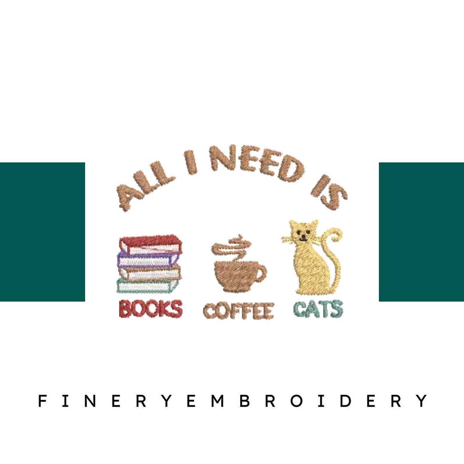 All-I-Need-is-Book - Embroidery Design - FineryEmbroidery