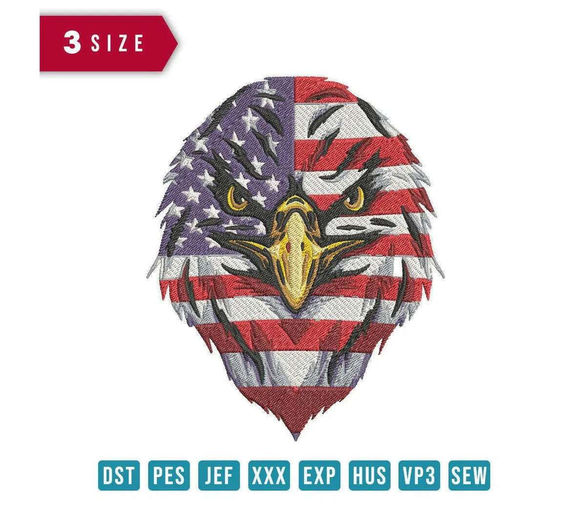 American USA Eagle Head - Embroidery Design - FineryEmbroidery
