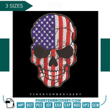 American flag skull embroidery design - FineryEmbroidery