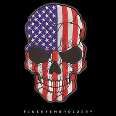 American flag skull embroidery design - FineryEmbroidery