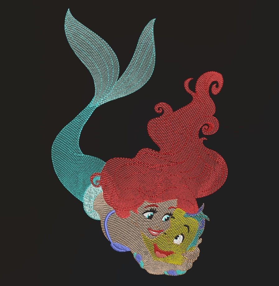 Ariel the Mermaid - Embroidery design - FineryEmbroidery