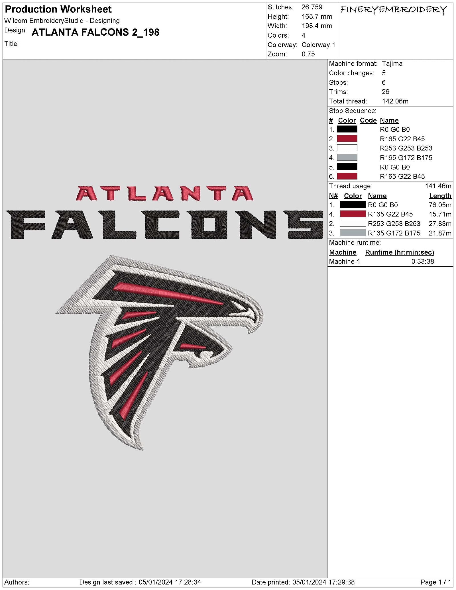 Atlanta Falcons 2 : Embroidery Design - FineryEmbroidery