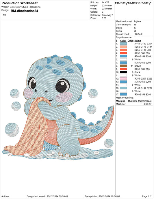 Baby Dinosaur Free Embroidery Design – Available in 6 Sizes