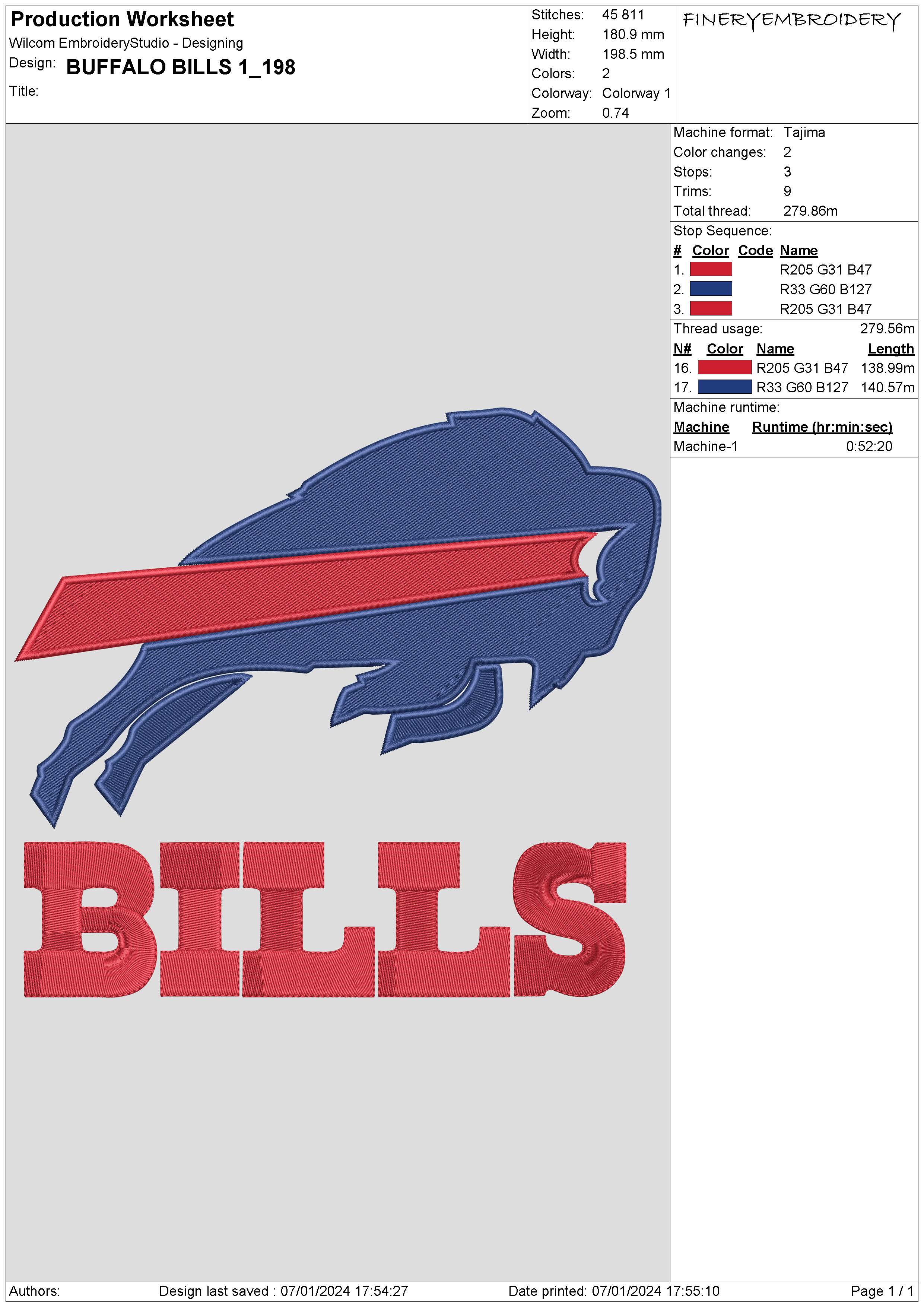 Buffalo Bills 1 : Embroidery Design