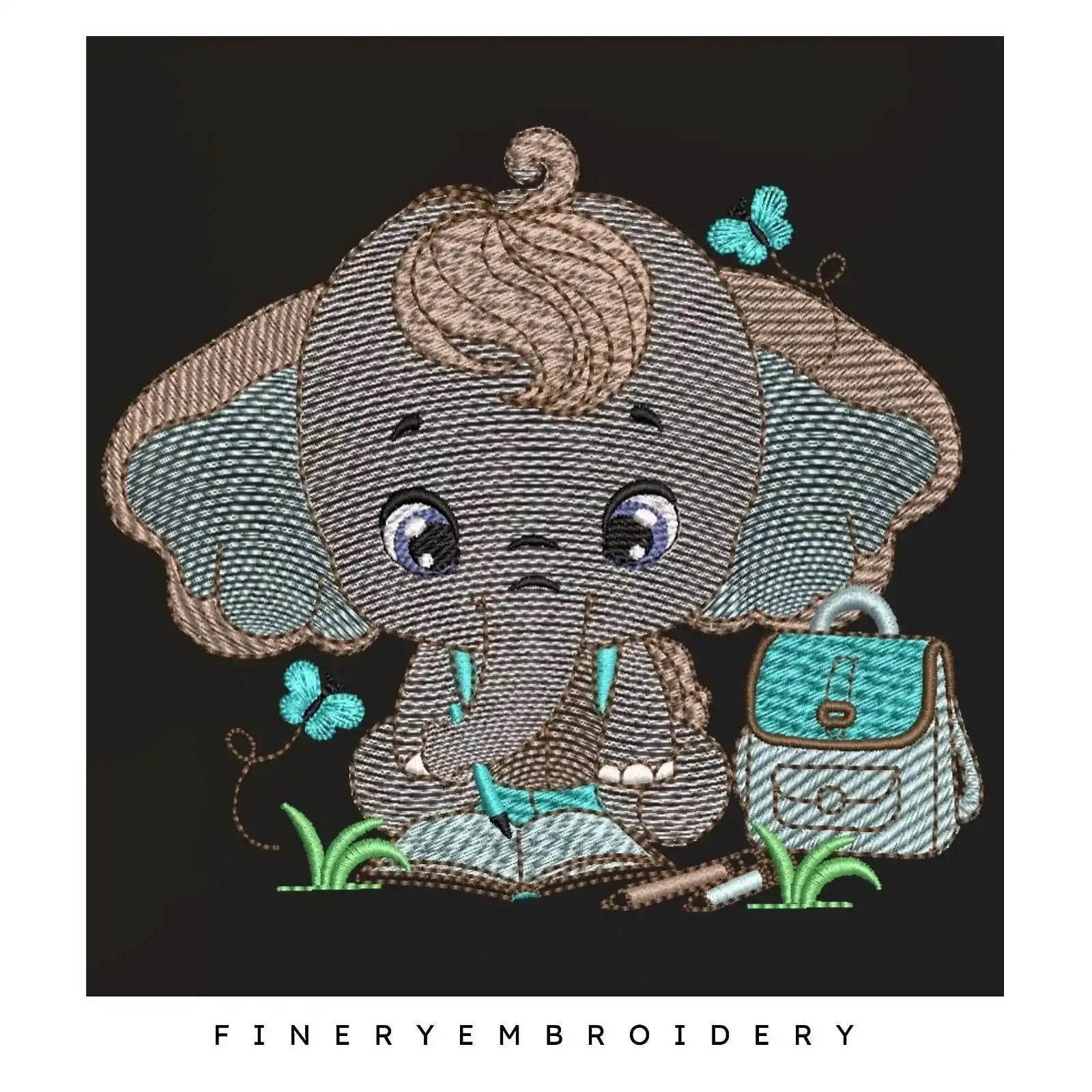 Baby Elephant - Girls and boys- 2 Embroidery designs Pack - FineryEmbroidery