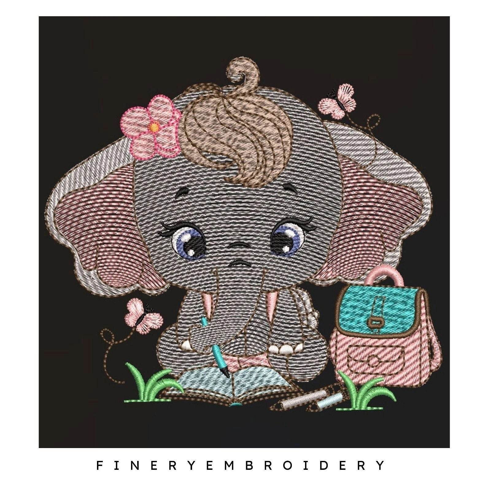 Baby Elephant - Girls and boys- 2 Embroidery designs Pack - FineryEmbroidery