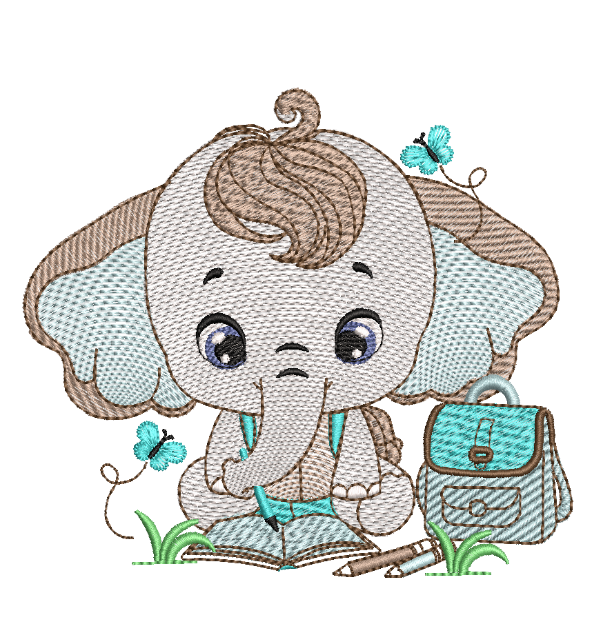 Baby Elephant - Girls and boys- 2 Embroidery designs Pack - FineryEmbroidery