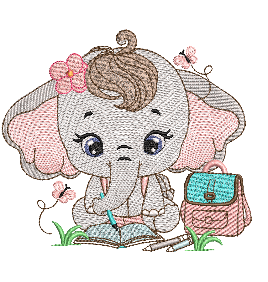 Baby Elephant - Girls and boys- 2 Embroidery designs Pack - FineryEmbroidery