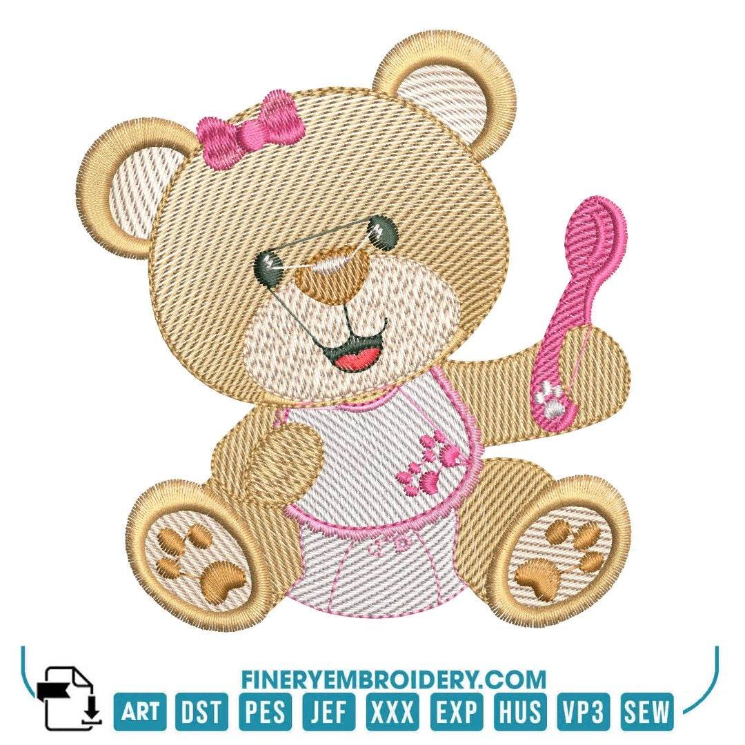Baby Girl Bear Embroidery Design Pack – 7 Designs - 2 Sizes  | FineryEmbroidery - FineryEmbroidery