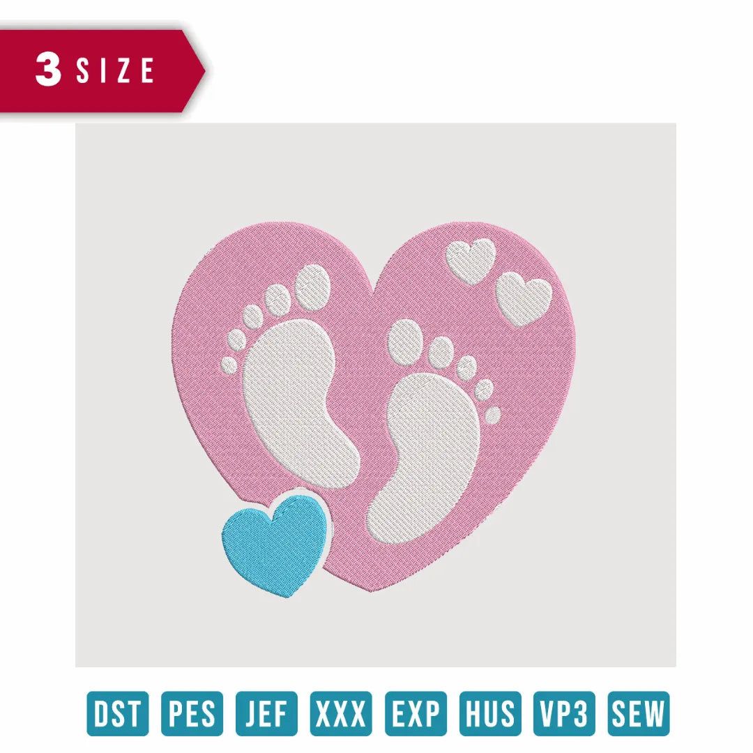 Baby Heart Pink - Embroidery Design - FineryEmbroidery