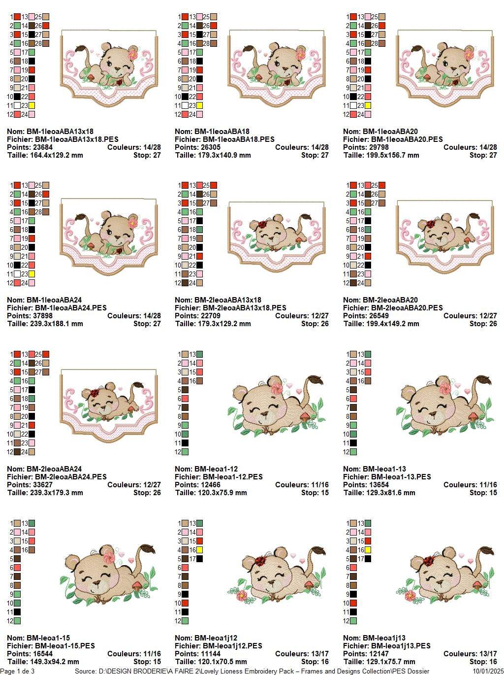 Baby Lion Embroidery Pack - Cute Jungle Animal - FineryEmbroidery