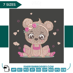 Ballerina Bear Embroidery Design – FineryEmbroidery - FineryEmbroidery