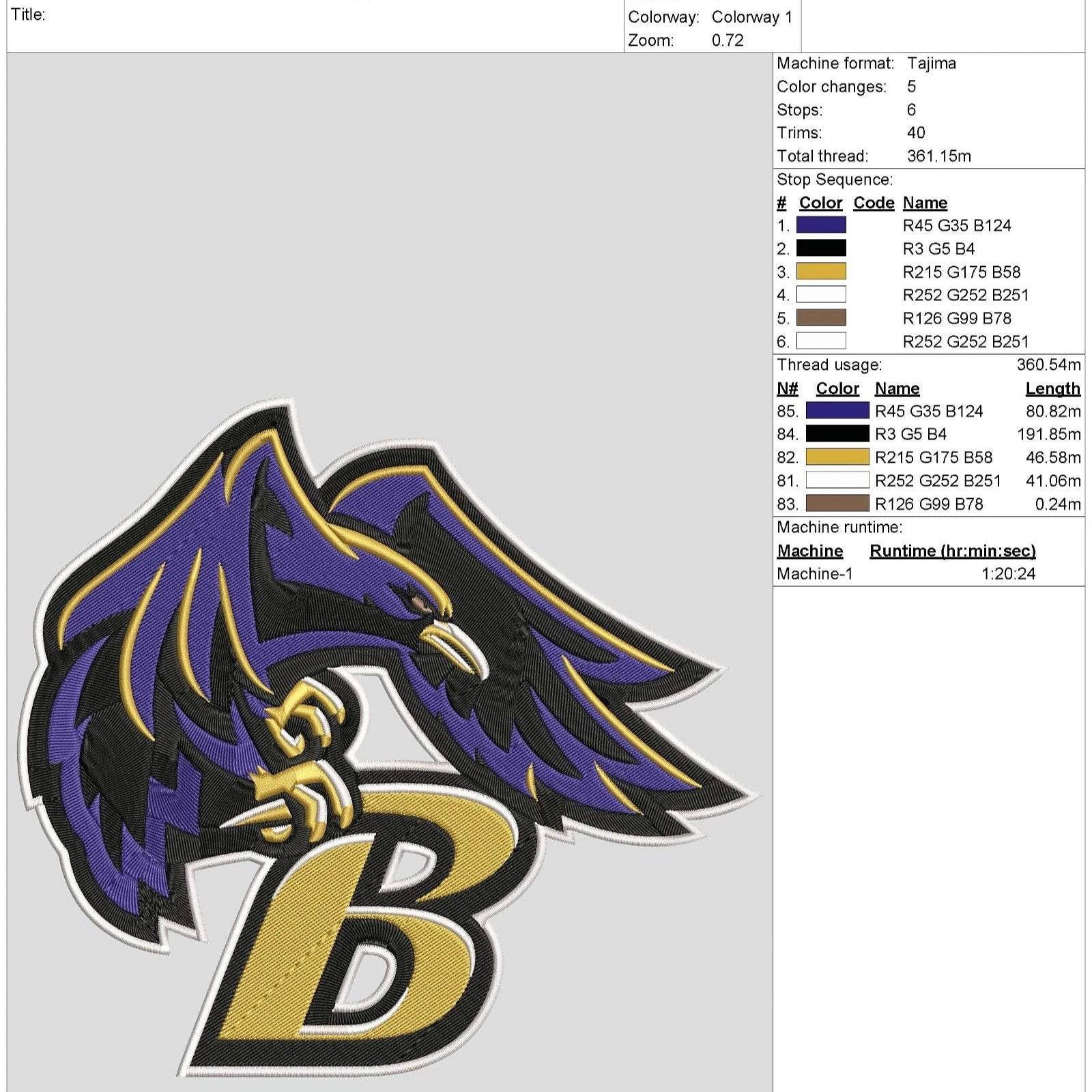 Baltimore Ravens 2 : Embroidery Design - FineryEmbroidery