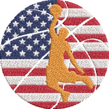 Basketball-4th-of-July-American - Basket Embroidery Design - FineryEmbroidery