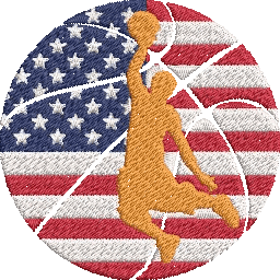 Basketball-4th-of-July-American - Basket Embroidery Design - FineryEmbroidery