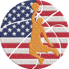 Basketball-4th-of-July-American - Basket Embroidery Design - FineryEmbroidery