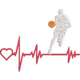 Basketball-Heartbeat-for-Basketball-Fans- Basket Embroidery Design - FineryEmbroidery