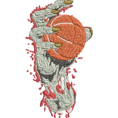 Basketball-Zombie-Hand - Basket Embroidery Design - FineryEmbroidery