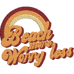Beach-More-Worry-Less-Vintage- Embroidery Design FineryEmbroidery