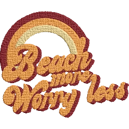 Beach-More-Worry-Less-Vintage- Embroidery Design - FineryEmbroidery