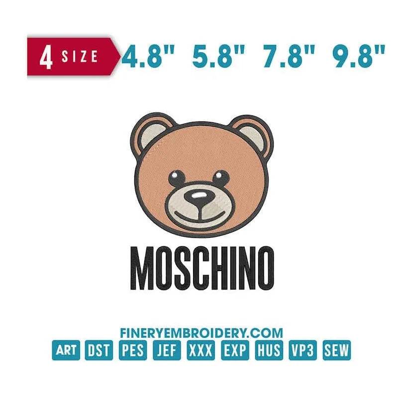Bear Elegance: Moschino Iconic Brand Embroidery Motif- Embroidery Design - FineryEmbroidery
