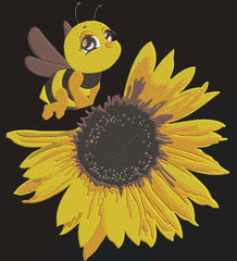 Bee and Flower: Embroidery Design - FineryEmbroidery