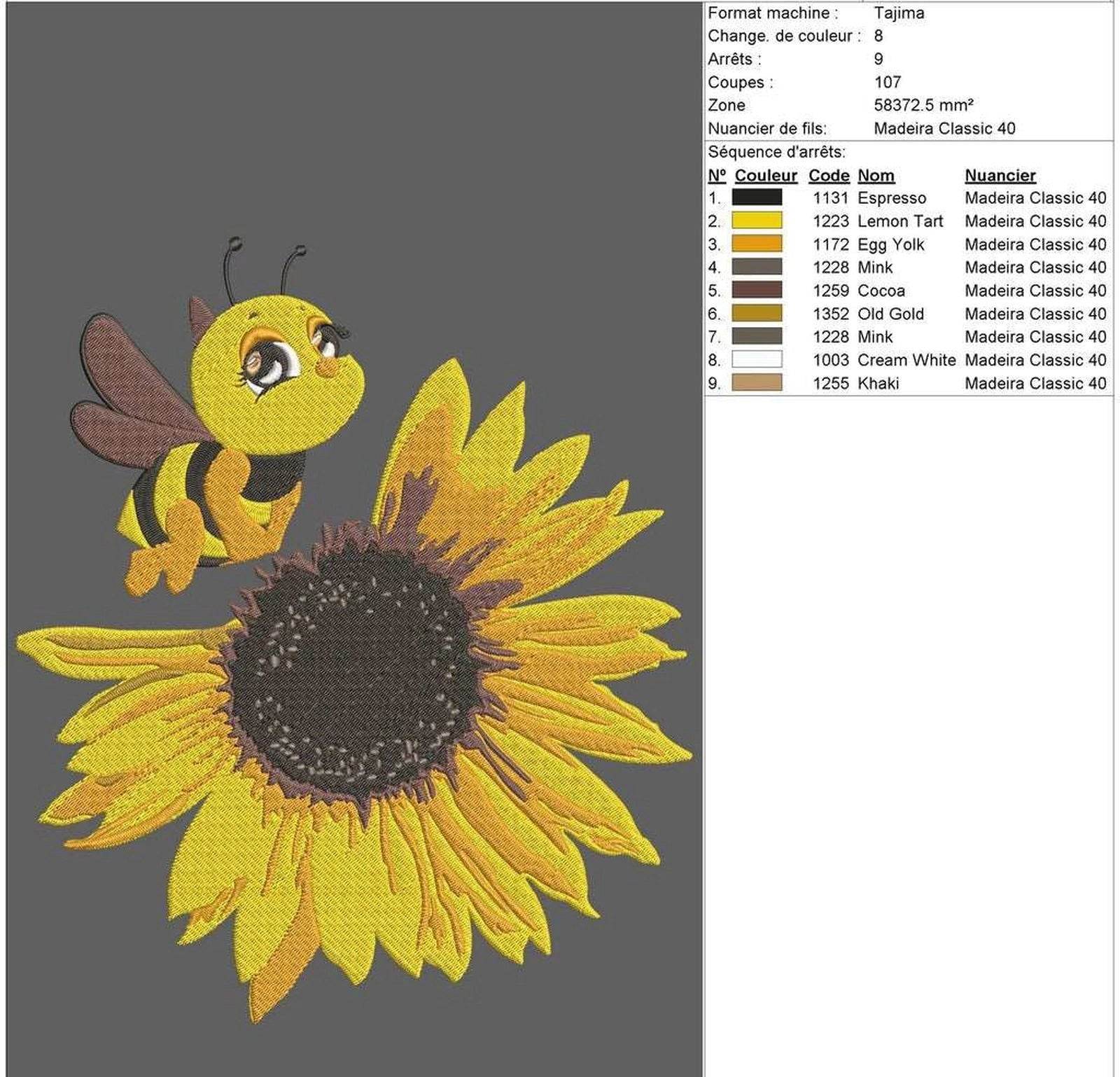 Bee and Flower: Embroidery Design - FineryEmbroidery