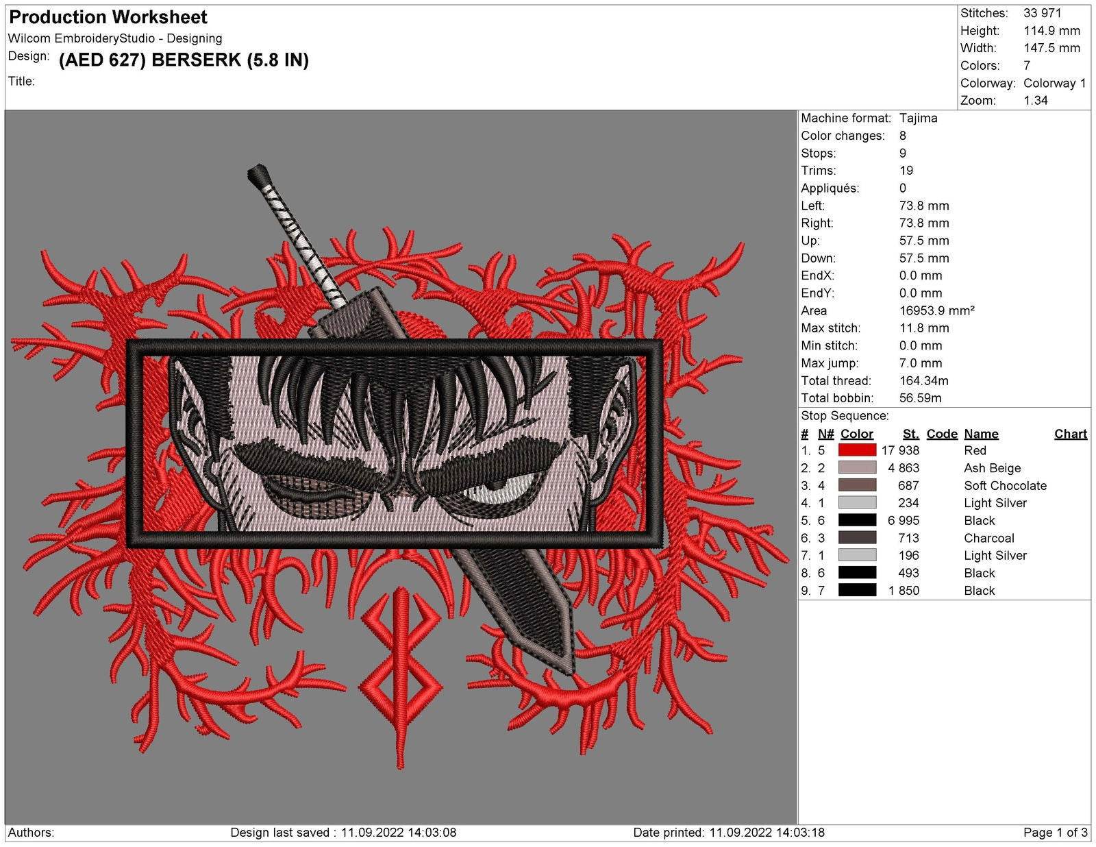 Berserk Guts Embroidery Design - FineryEmbroidery