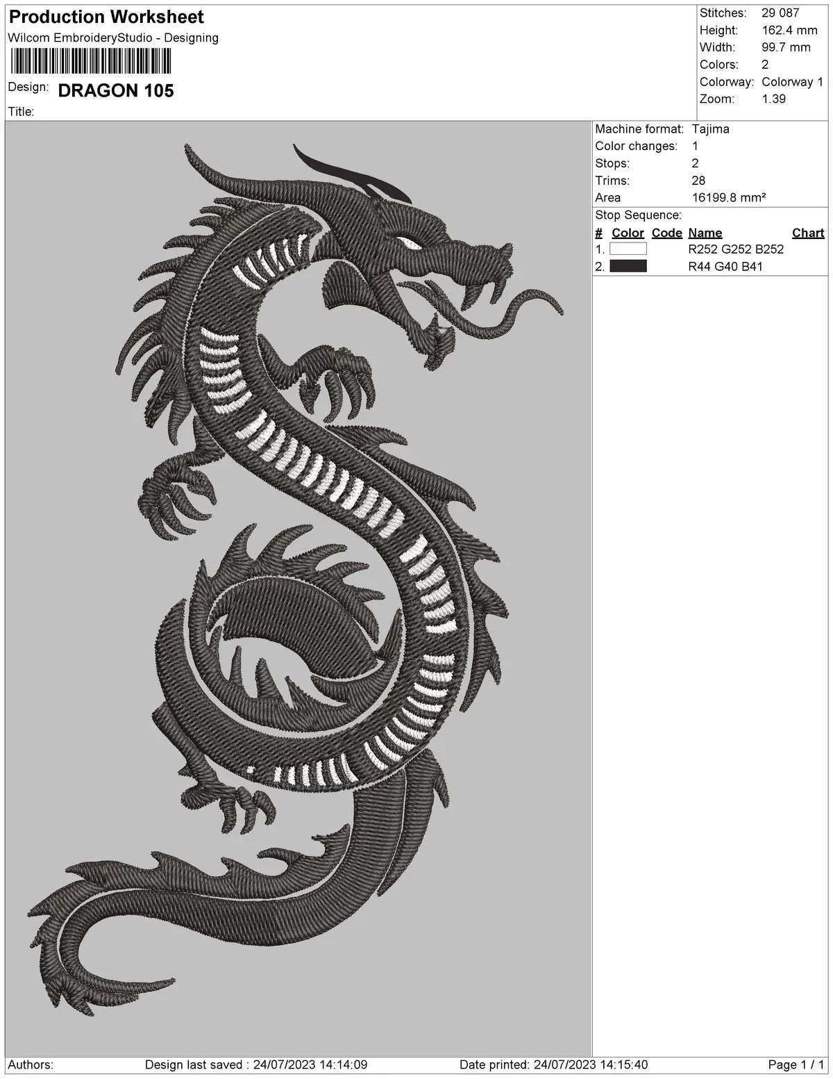Black Dragon - Embroidery Design FineryEmbroidery