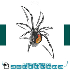 Black Widow Spider Embroidery Design - FineryEmbroidery