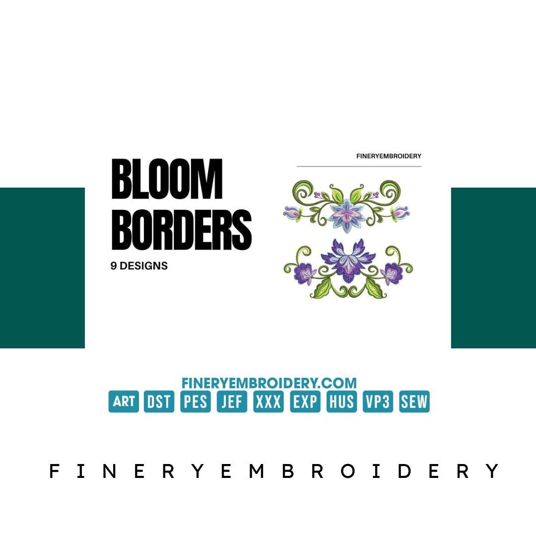 Bloom borders: Embroidery Design Pack - FineryEmbroidery