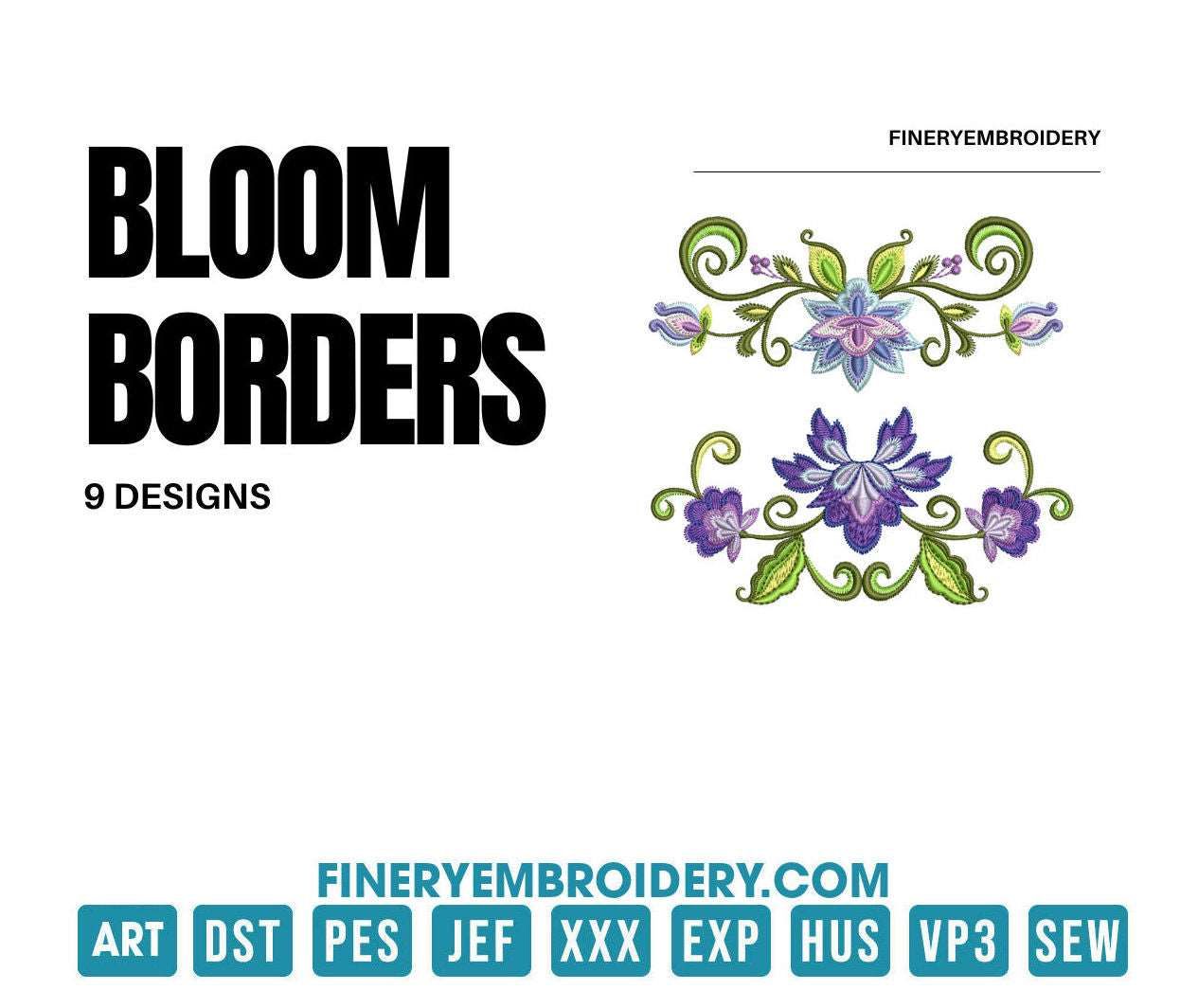 Bloom borders: Embroidery Design Pack - FineryEmbroidery