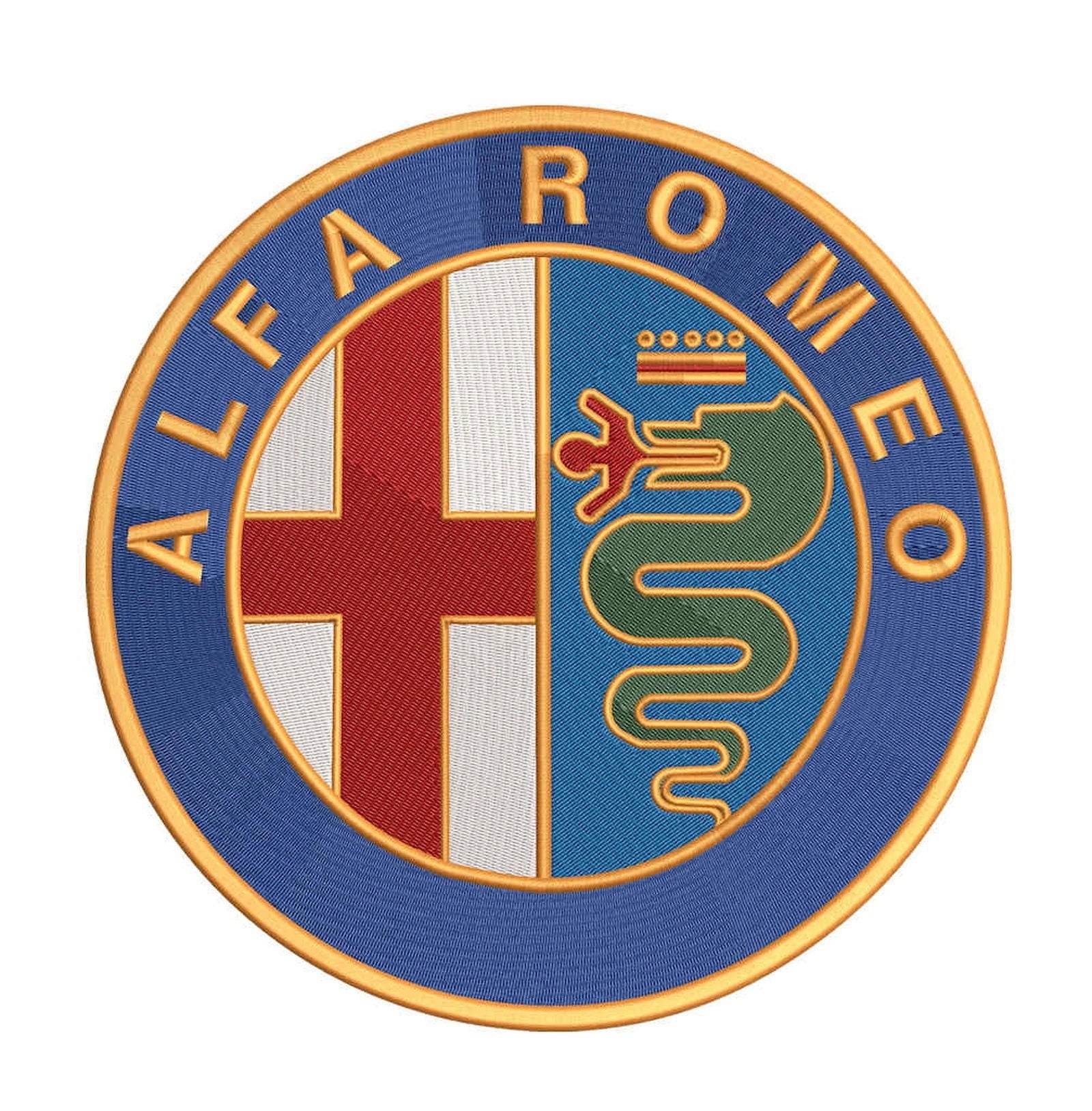 Blue and White Alpha Romeo Logo - Embroidery Design - FineryEmbroidery