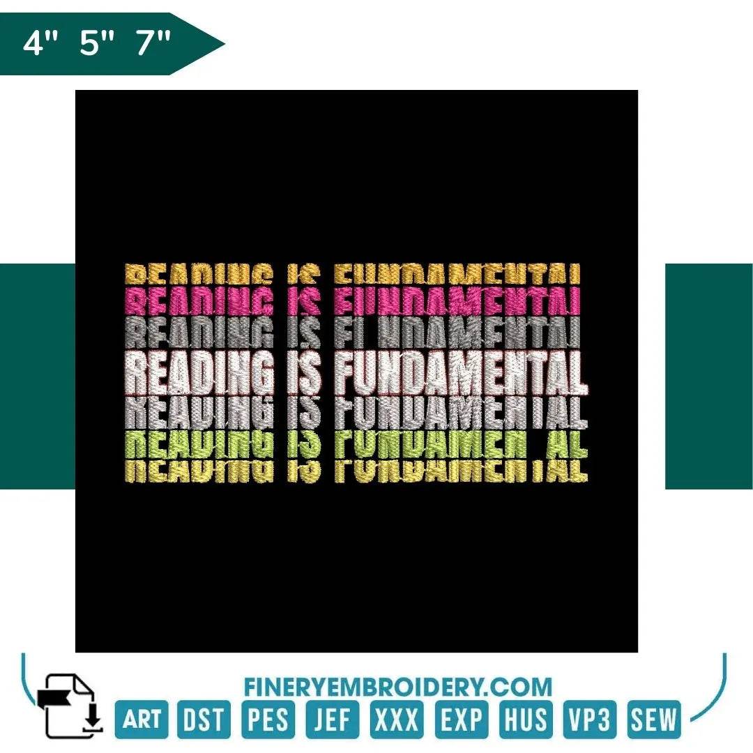 Book Lovers collection Embroidery Design - Reading is Fundamental -Geeky - FineryEmbroidery