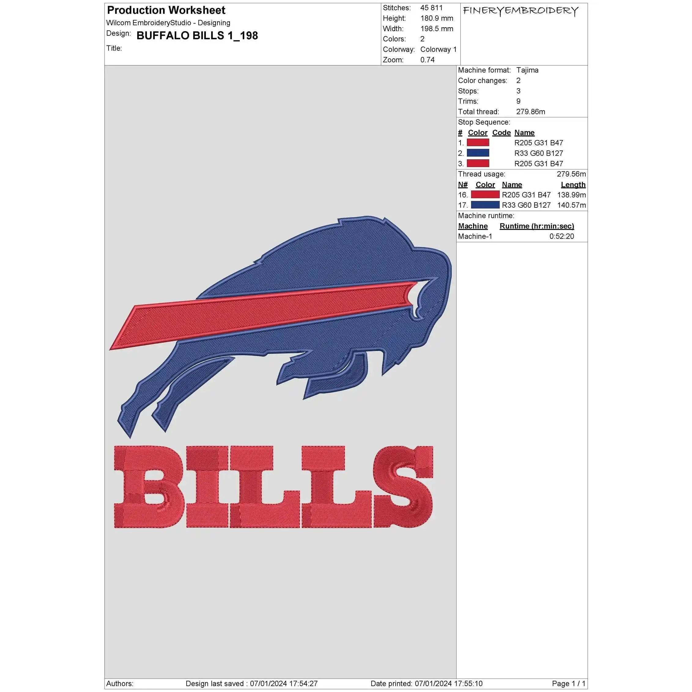 Buffalo Bills 1 : Embroidery Design - FineryEmbroidery