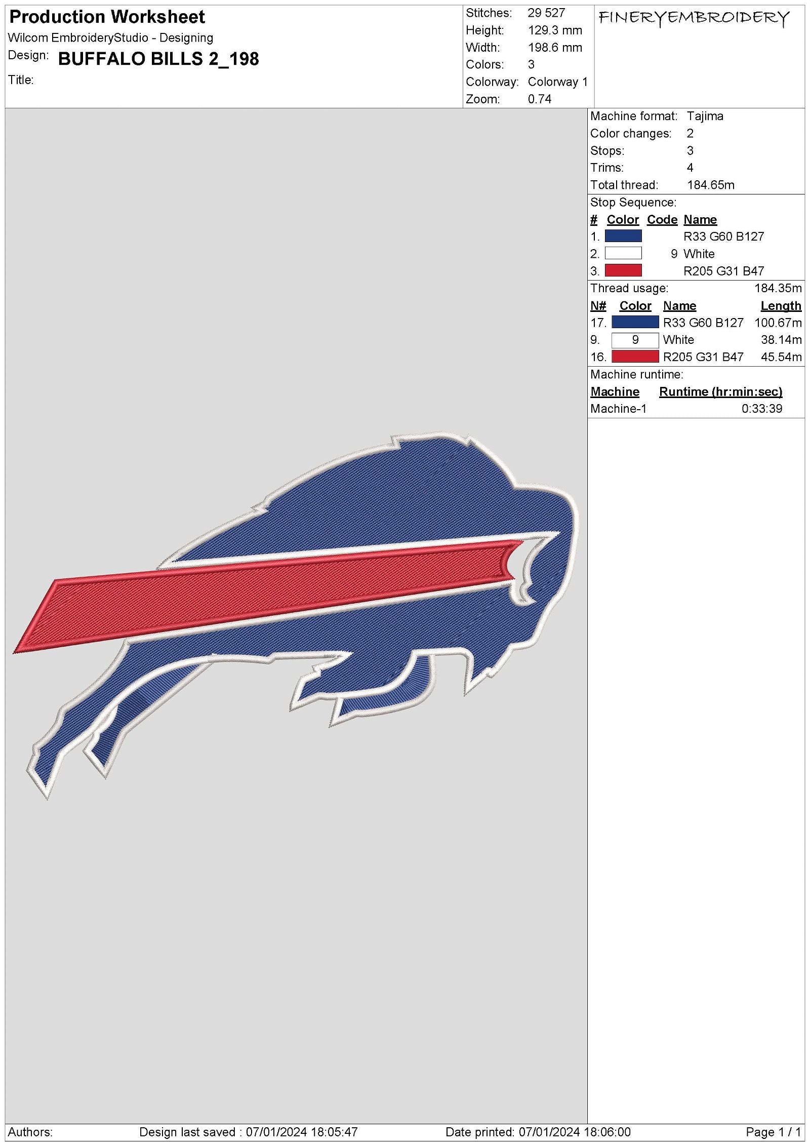 Buffalo Bills 2 : Embroidery Design - FineryEmbroidery