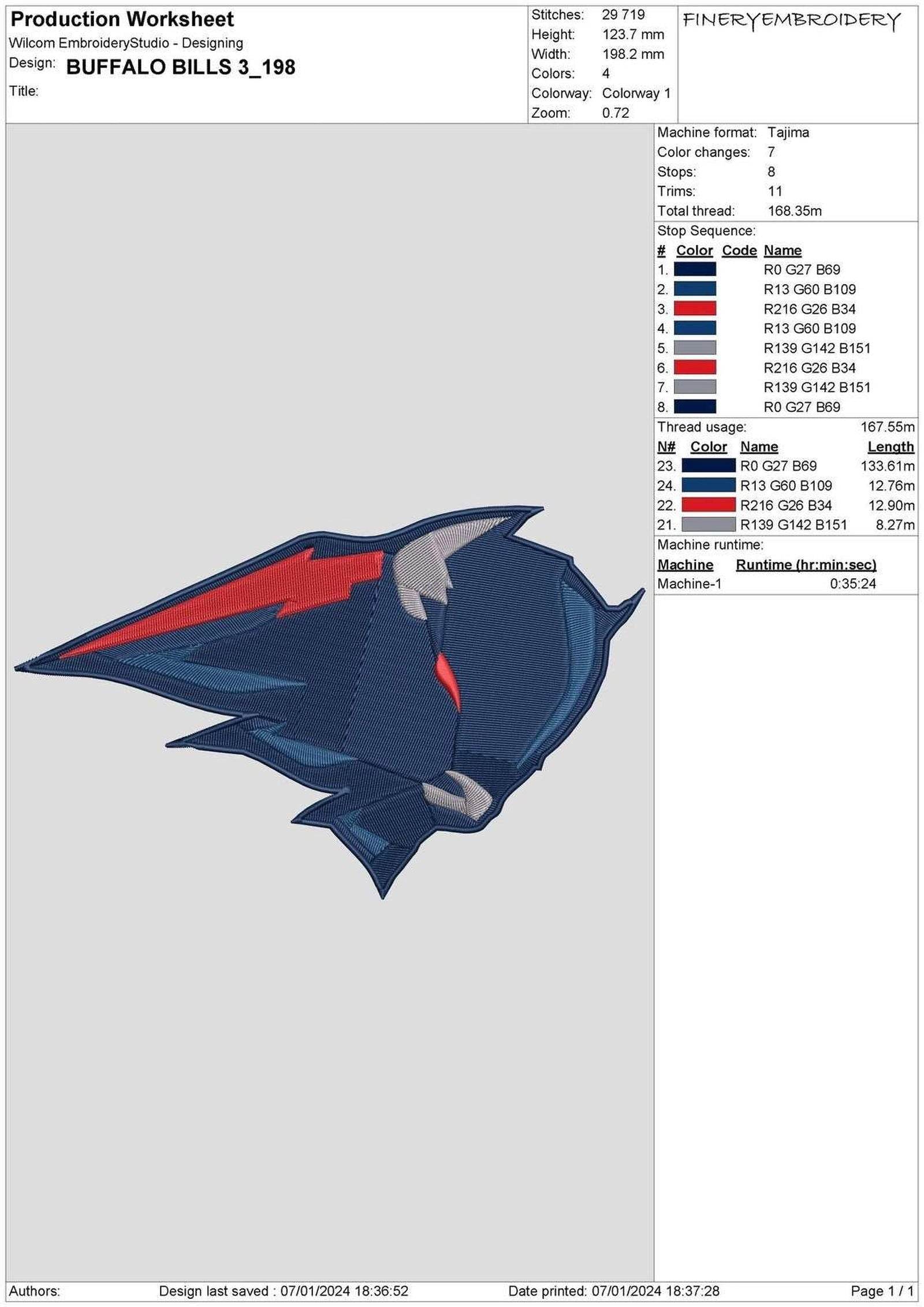 Buffalo Bills 3 : Embroidery Design - FineryEmbroidery