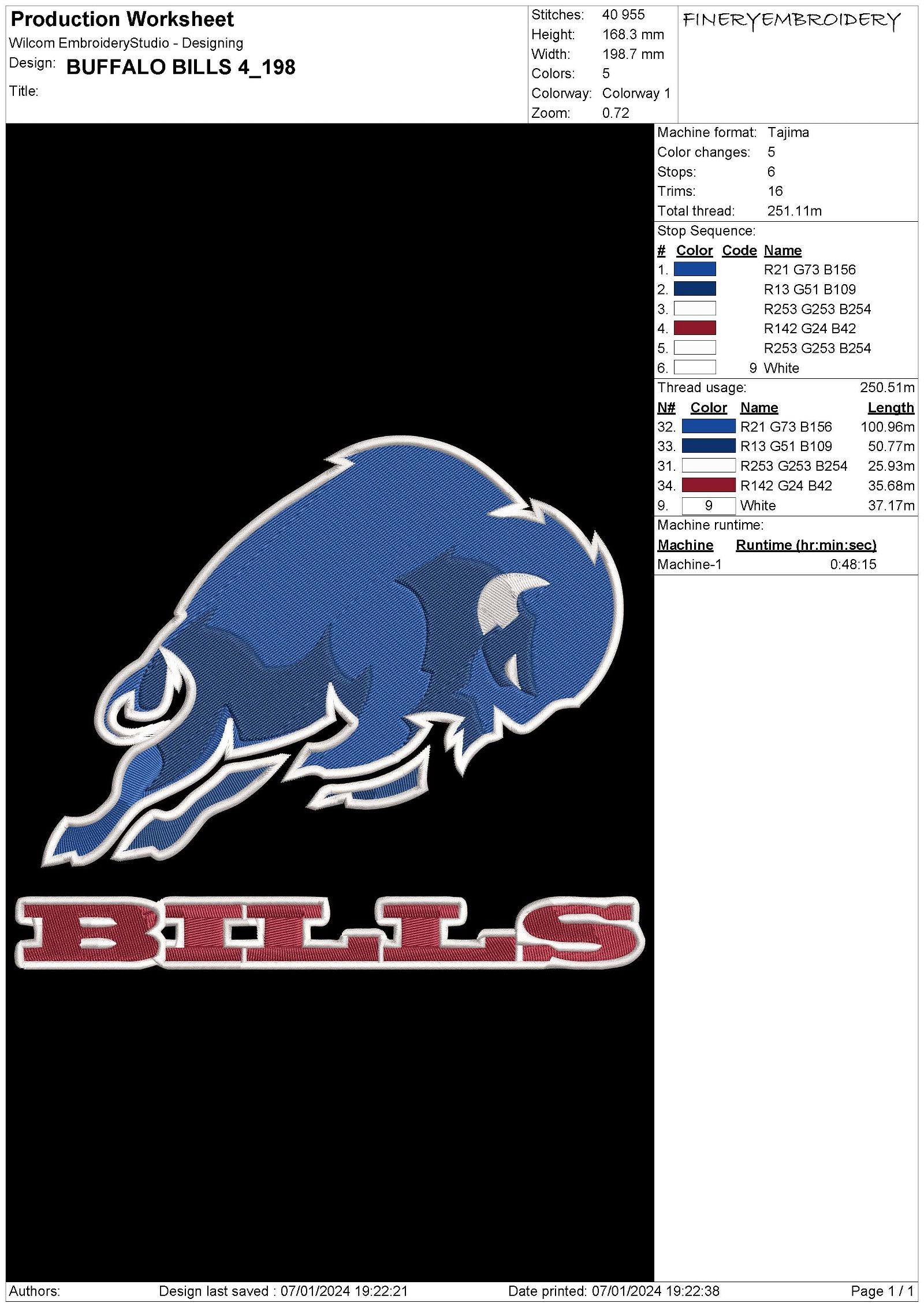 Buffalo Bills 4 : Embroidery Design - FineryEmbroidery