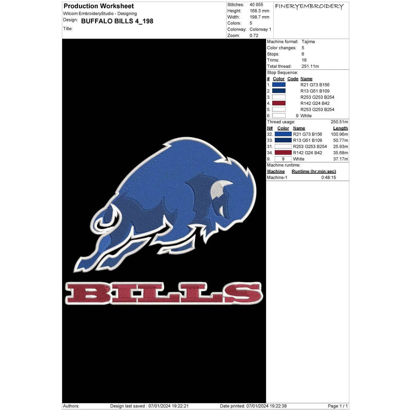 Buffalo Bills 4 : Embroidery Design - FineryEmbroidery