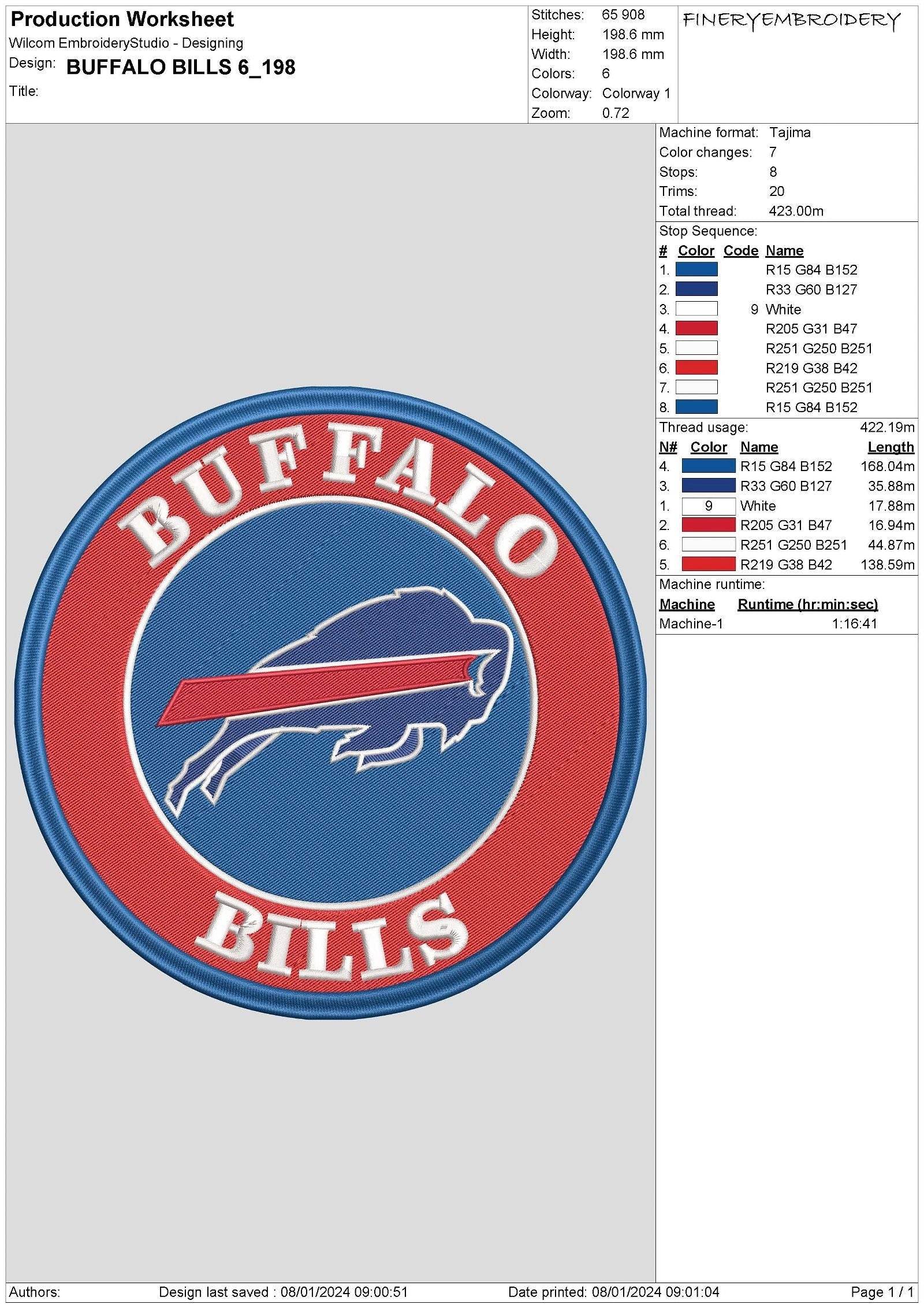 Buffalo Bills 6 : Embroidery Design - FineryEmbroidery