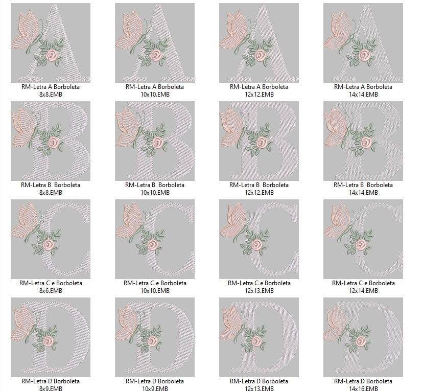 Butterfly & Floral Alphabet Embroidery Pack – Delicate Nature-Inspired Monogram Letters - FineryEmbroidery