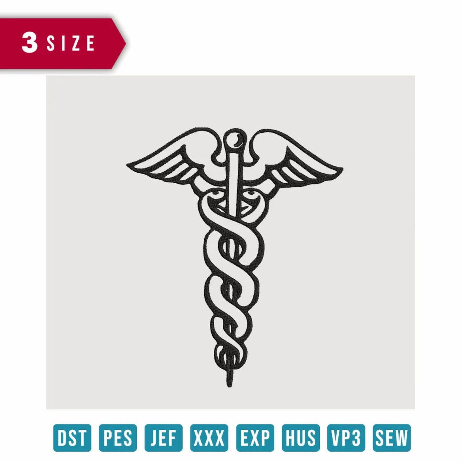 Caduceus - Nurses- Embroidery Design - FineryEmbroidery