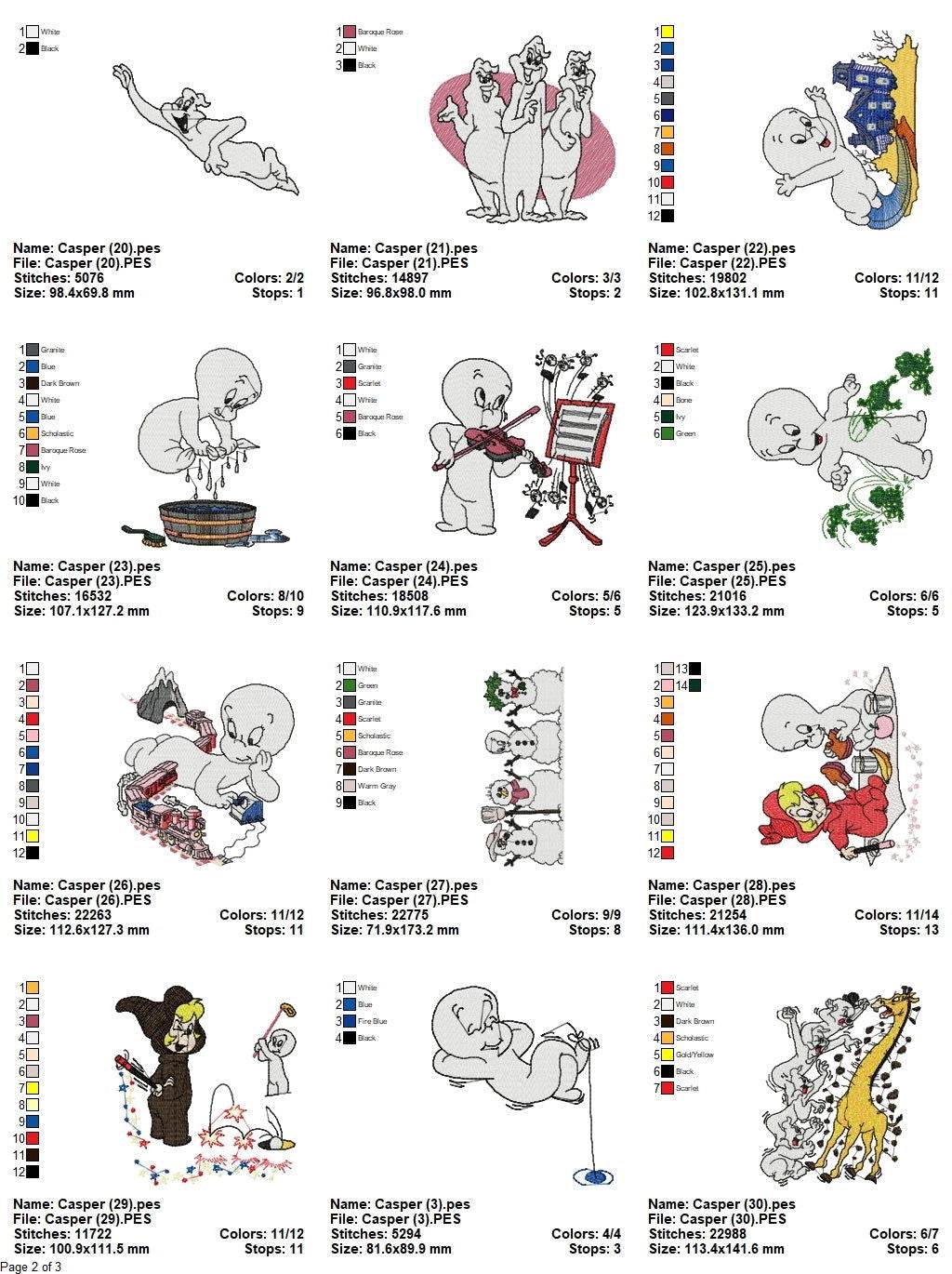 Casper the Friendly Ghost - Pack of 33 Designs Embroidery Design - FineryEmbroidery