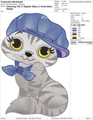 Charming Cat in Rippled Style – Embroidery Design