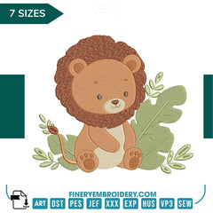 Charming Baby Lion Embroidery Design - 7 Sizes | FineryEmbroidery - FineryEmbroidery