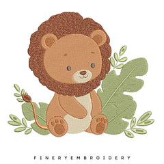 Charming Baby Lion Embroidery Design - 7 Sizes | FineryEmbroidery - FineryEmbroidery