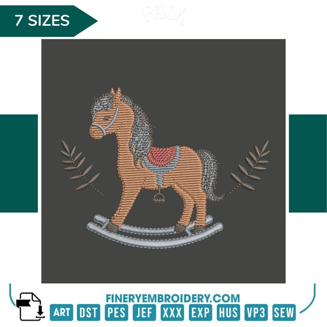 Charming Rocking Horse Embroidery Design | FineryEmbroidery - FineryEmbroidery