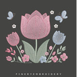 Charming Tulip Embroidery Design | FineryEmbroidery - FineryEmbroidery