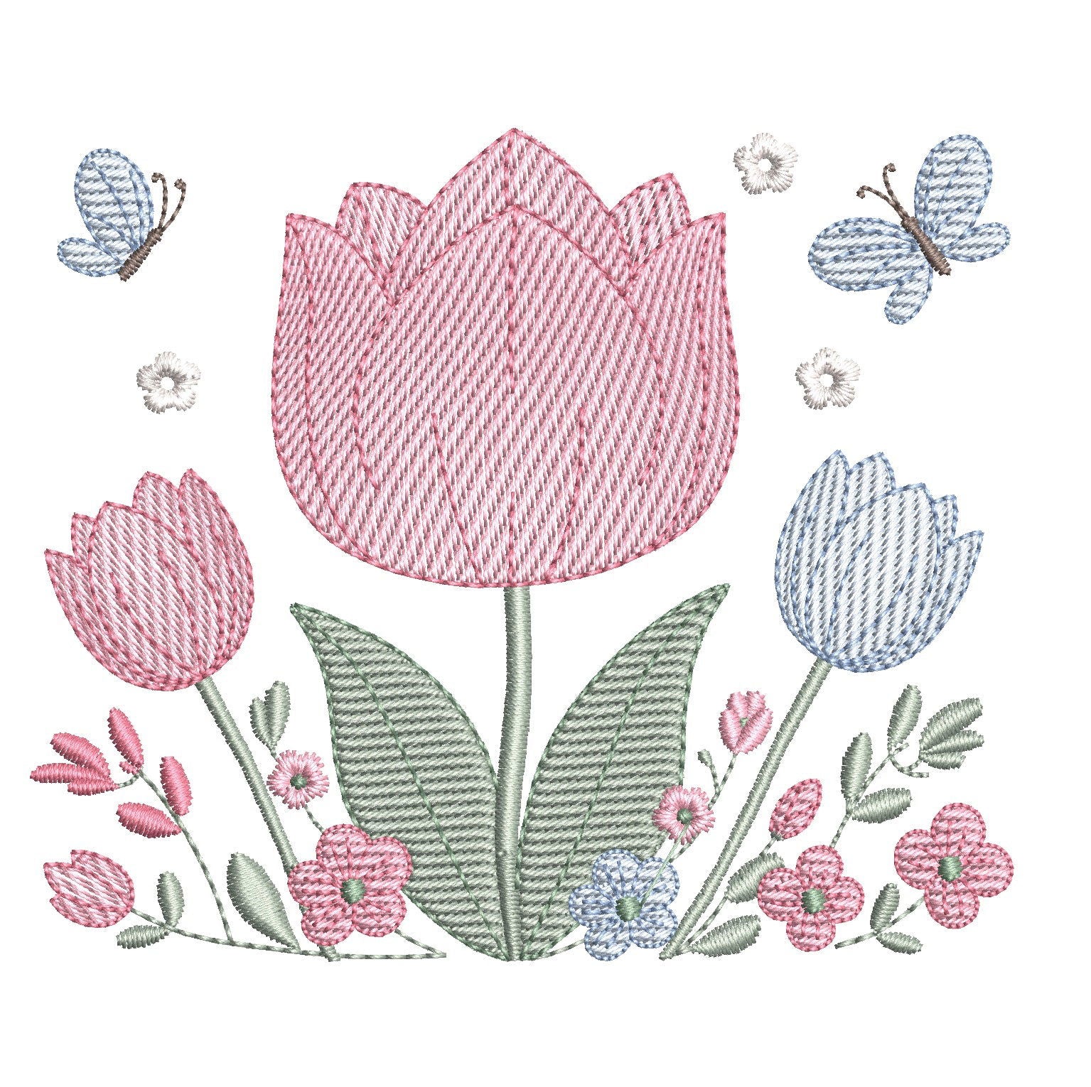 Charming Tulip Embroidery Design | FineryEmbroidery - FineryEmbroidery